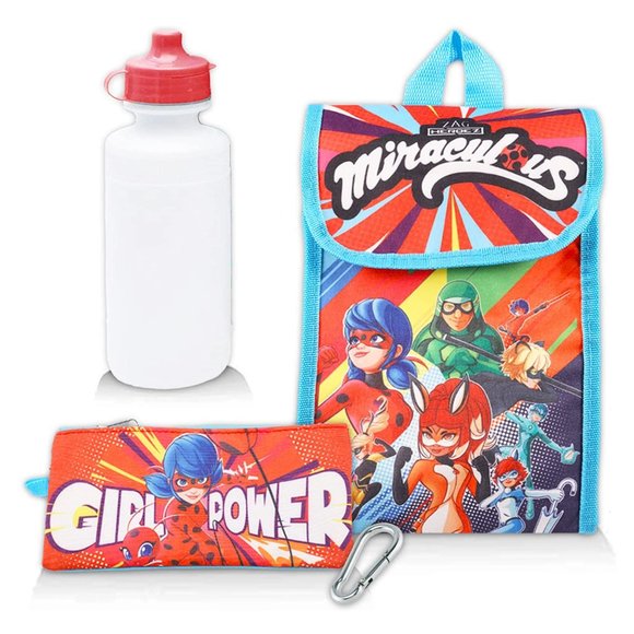 Miraculous Ladybug 5pc Backpack Set Lunch Box Girls School Bag Case Bottle 16" - Picture 4 of 9